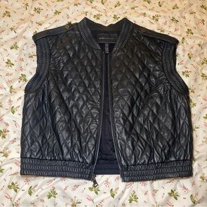 Black Quilted Leather Vest